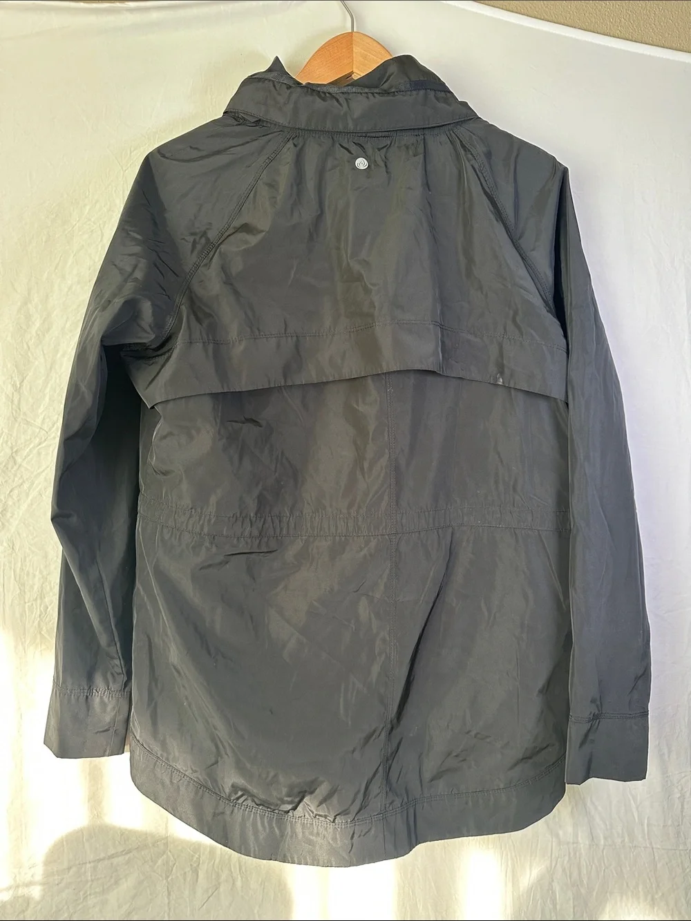 Apana Black Zip-Front Windbreaker with Hood